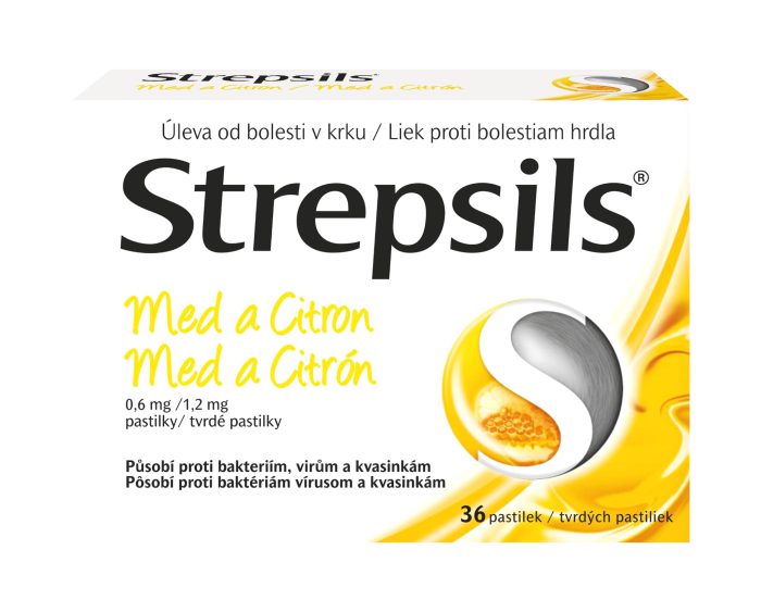 STREPSILS Med a Citrón tvrdé pastilky 36 kusov