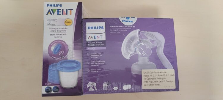 Avent manuálna odsávačka materského mlieka + poháriky na skladovanie